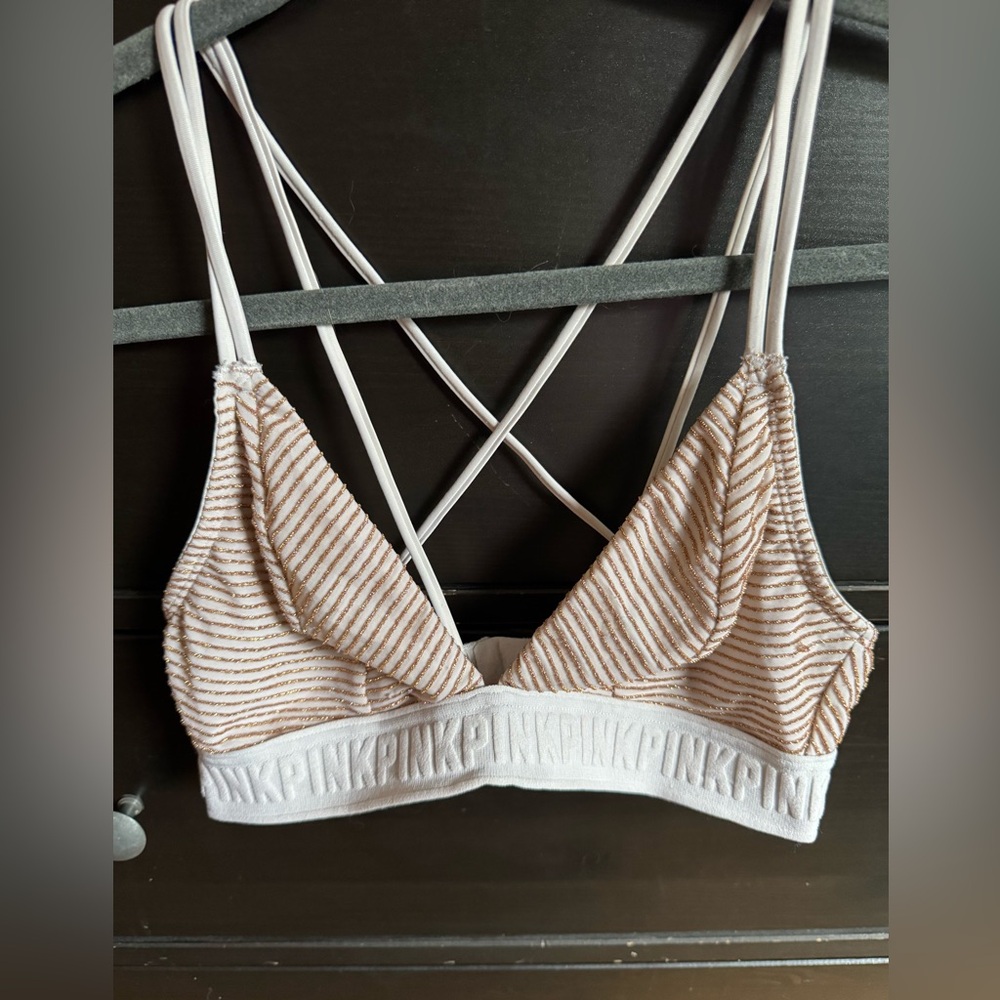 PINK VS White and Gold Bralette